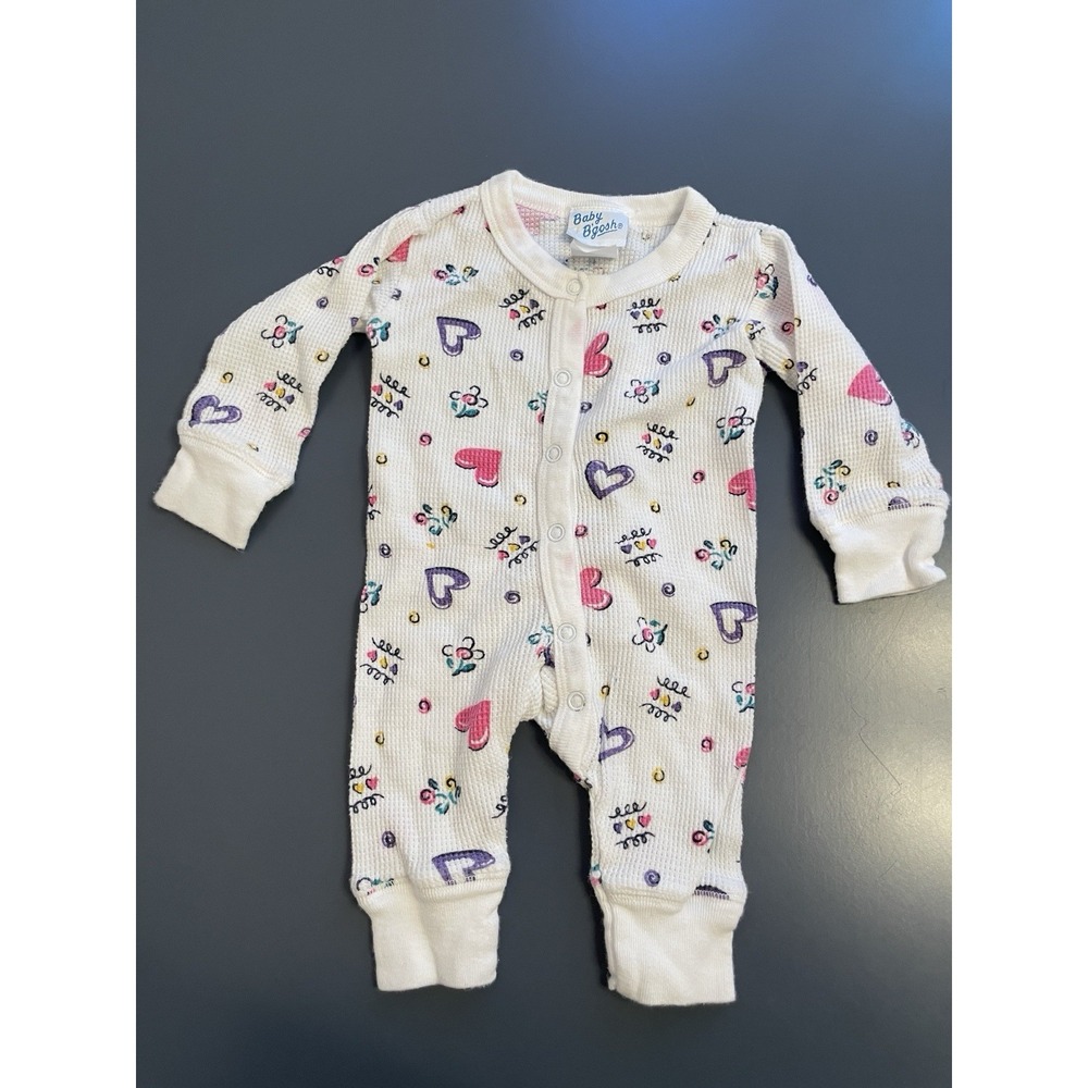 Vintage Baby B'gosh Oshkosh Thermal One Piece Girls 6 Months Waffle Cotton Heart